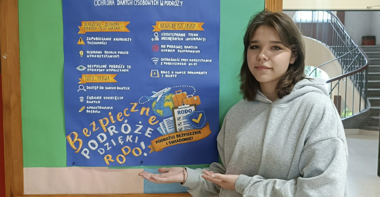 Dominika Szeląg  z klasy II K  zajęła  III miejsce w tegorocznym, ogólnopolskim konkursie organizowanym w ramach programu Twoje dane - Twoja sprawa